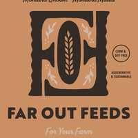 Product label for Far Out Feeds' Organic Sheep Feed